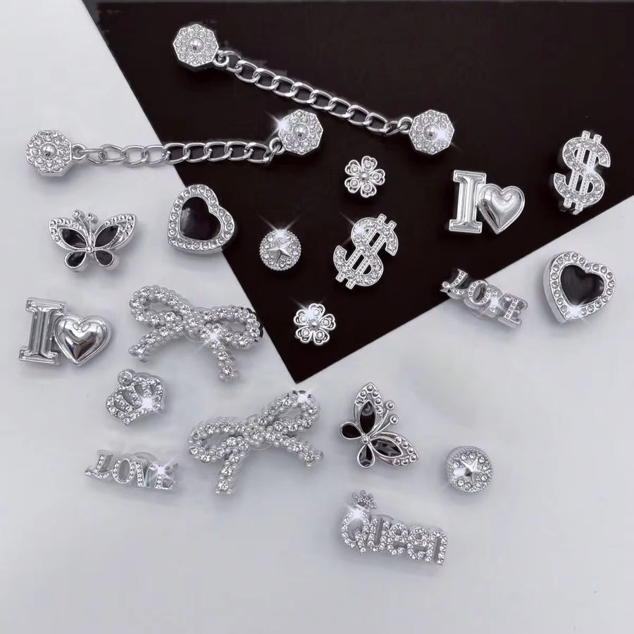 20pcs Detachable DIY Rhinestone Bow, Snowflake, Flower Shoe Accessories Decoration Chain, Perfect Holiday Gift, NewAutumnFashion Decorations Gift Ideas