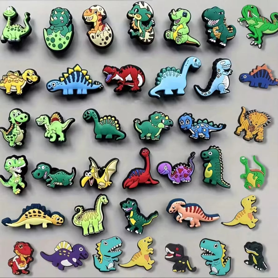 GrinLab 50/10/30/20/40pcs Random Dinosaur PVC Shoe Charms, Cute Shoe Decorations Wristband Bracelet For Garden Shoes, Assorted Designs Suitable For Girls, Boys And Adults As Party Favors