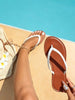 Women's Summer White Flip Flops, Flat Beach Sandals, Lightweight Open Toe Breathable Slippers