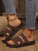 Womens Sandals With Cut-Out Band & Adjustable Strap With Memory Foam, Summer Sandal For Women Outdoor Indoor Shoes Platform Flats Slippers Slides